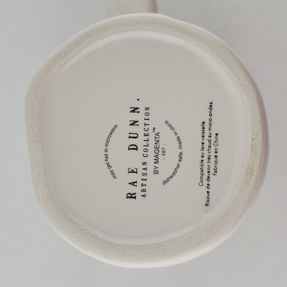 ⭐️2/ $50⭐️  Rae Dunn Artisan White Glossy Mug Black Large Letters TEACHER - Picture 7 of 9